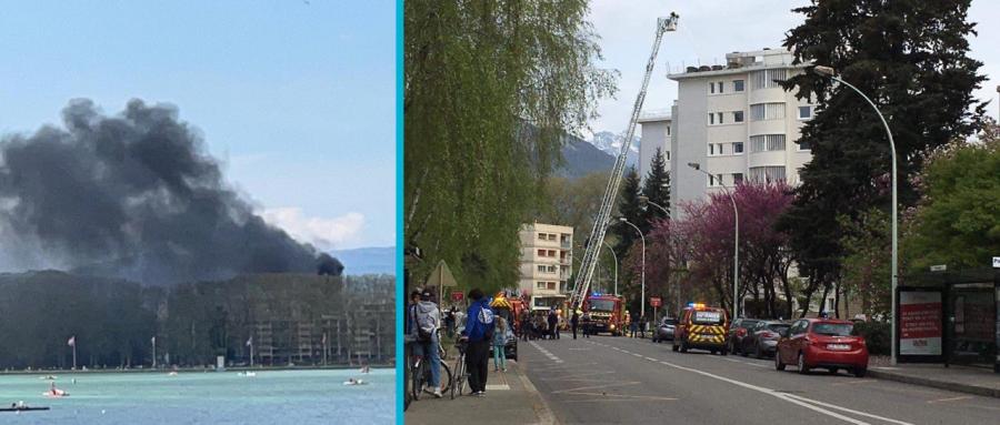 ANNECY | Impressionnant feu de toiture